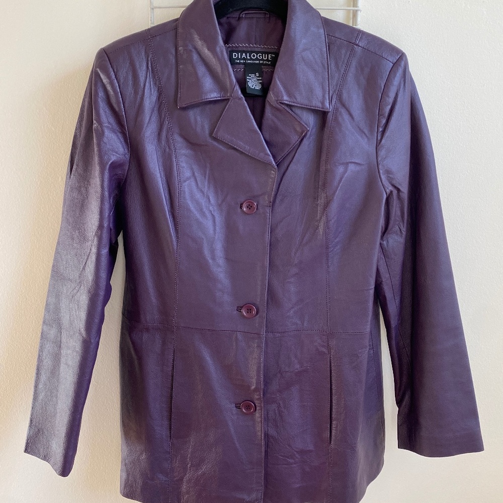 vintage Dialogue purple leather blazer jacket
